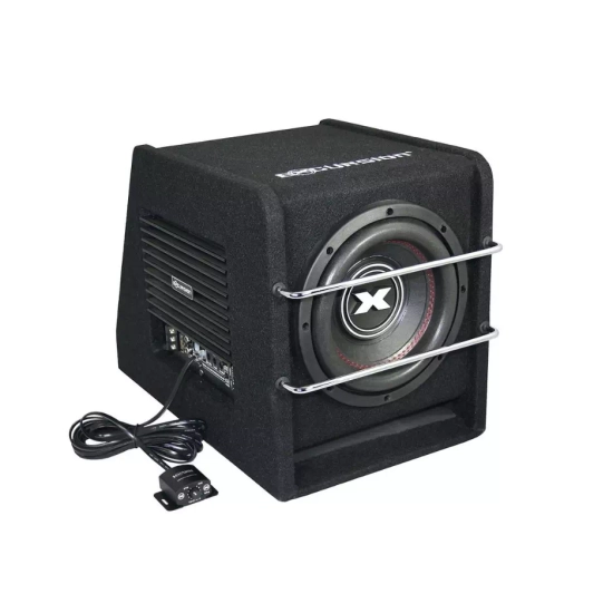 Excursion PXA-SP8 aktywny subwoofer samochodowy z głośnikiem 20cm/8cali - 200/600W, obudowa bass-reflex z MDF, Auto On/Off, wej. High/Low, regulator b